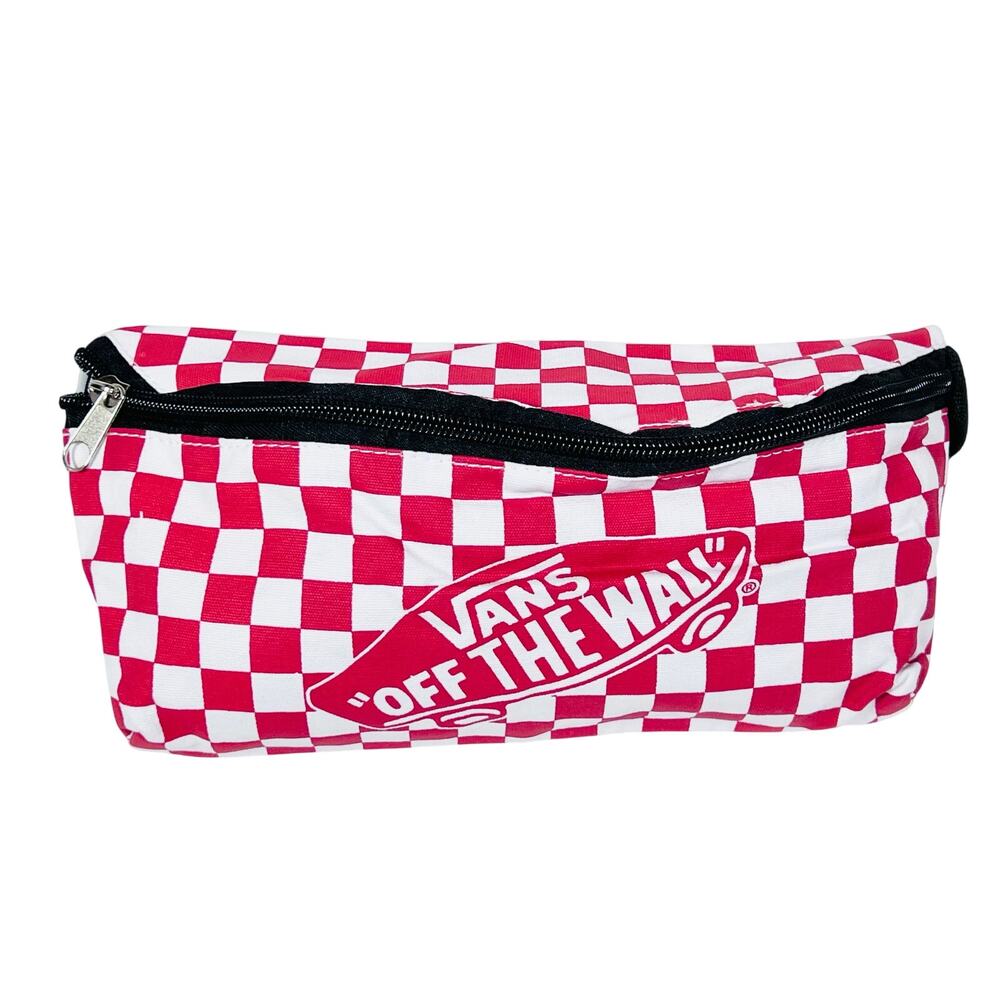 Vans Classic Checkered Fanny Pack Red White Big Logo Belt Bag Crossbody New